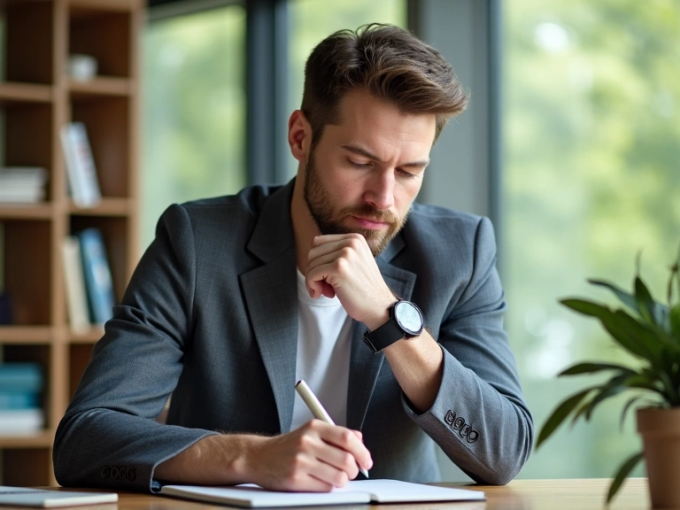 Image of a man in a thoughtful, focused pose.