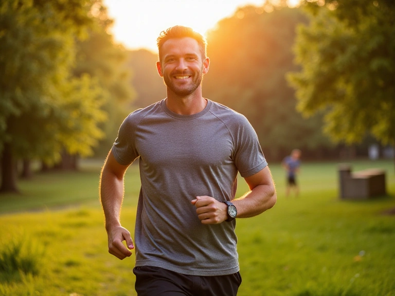 A vibrant, healthy man engaging in an active lifestyle in a natural setting, symbolizing vitality and well-being supported by natural supplements.